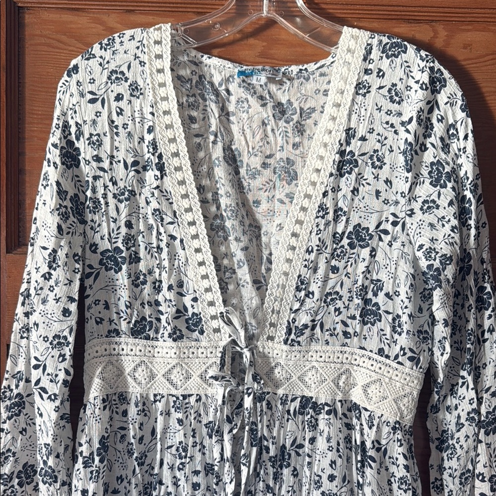 Rebellion Black and White Swim Coverup with Flowing Silhouette - Picture 2 of 4